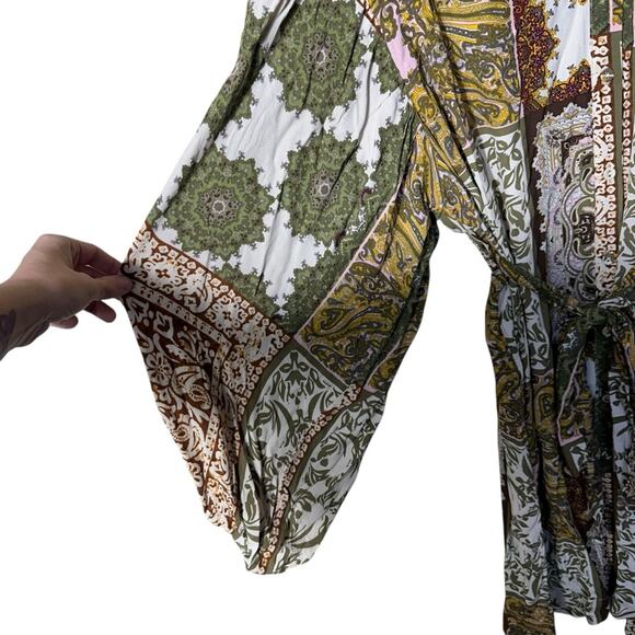 Talisman Paisley Long Sleeve Button Front Dress Size Large - Picture 4 of 8